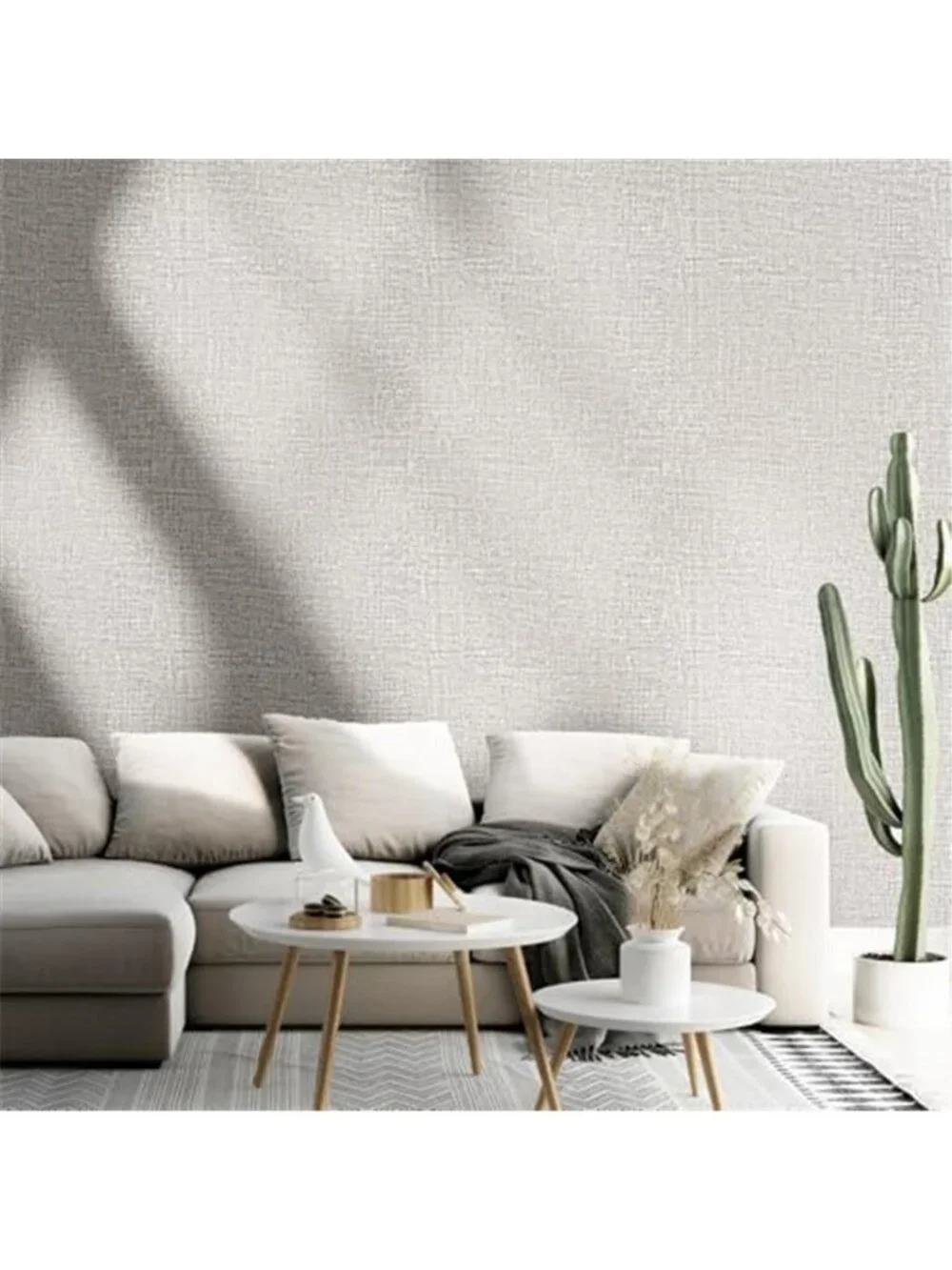 Peel Stick Wallpaper Grasscloth Textured Light Gray Linen Self Adhesive Vinyl